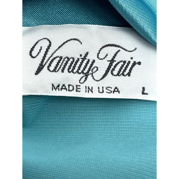 Vintage Vanity Fair Blue Nylon Button Up Robe Dressing Gown House Coat Size L - Picture 8 of 10